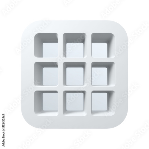 3D icon of a window, on a transparent background