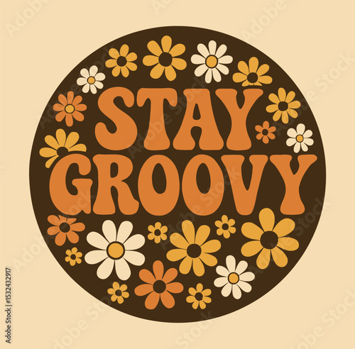 Stay Groovy – 70s Hippie Flower Power Tee Design for Girls
