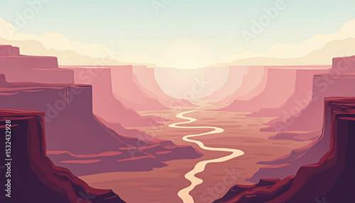 Desert canyon landscape with river