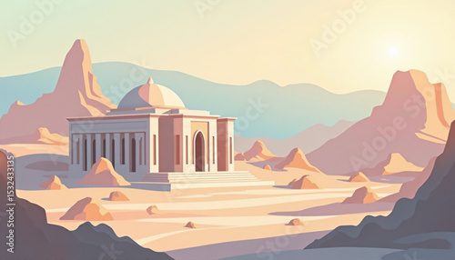 Desert building landscape with dome architecture