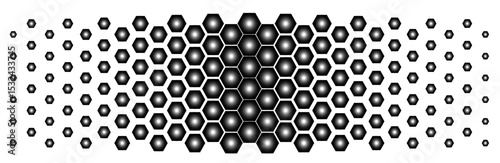 Abstract black and white geometric background pattern. Hexagon pattern with gradation. Separate layers with the ability to edit. Halftone hexagon retro simple pattern. Vector honeycomb.