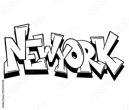 textured graffiti letter NEWYORK isolated in black and white