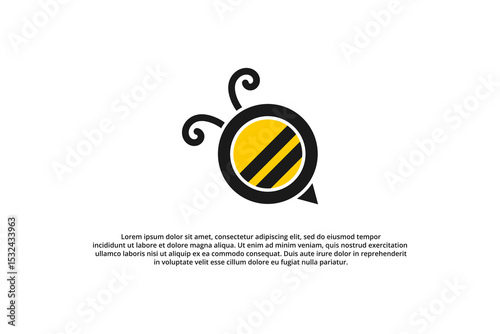 letter q and bee logo design