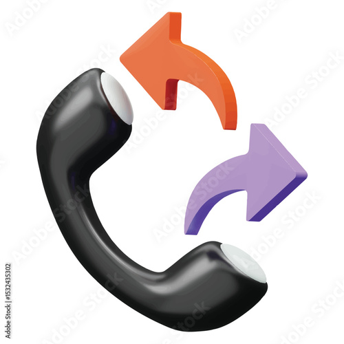 3D Incoming and Outgoing Phone Icon – Call Symbol Vector in Isometric Style