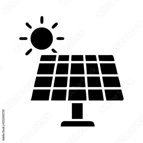 Sun Energy Panel - Green Renewable Vector Icon

