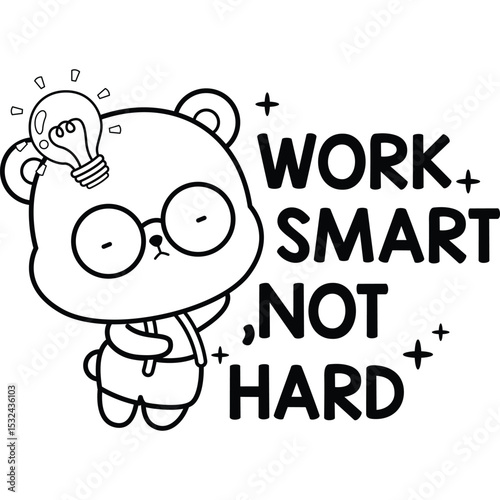 "Motivational Bear Vector – Work Smart, Not Hard Productivity Concept"

