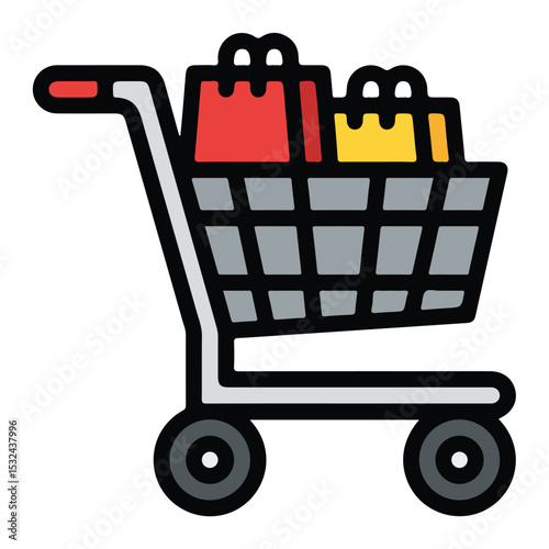 Full Shopping Basket Icon – Retail Purchase and Checkout Symbol