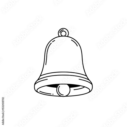 Graphic black lines form a bell shape with a loop for hanging on a white backdrop