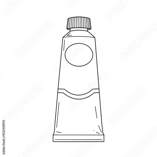A squeeze tube with a ribbed cap and space to write something, rendered in outline style