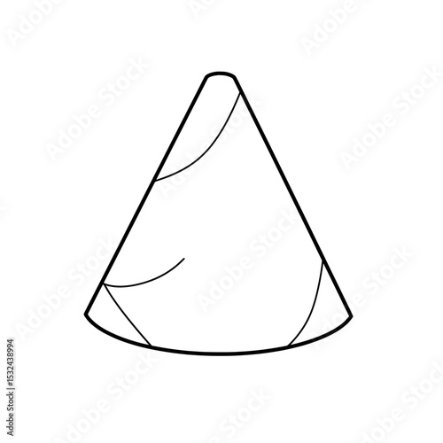 Geometric shape with thick black lines form triangle on a blank canvas, minimal design