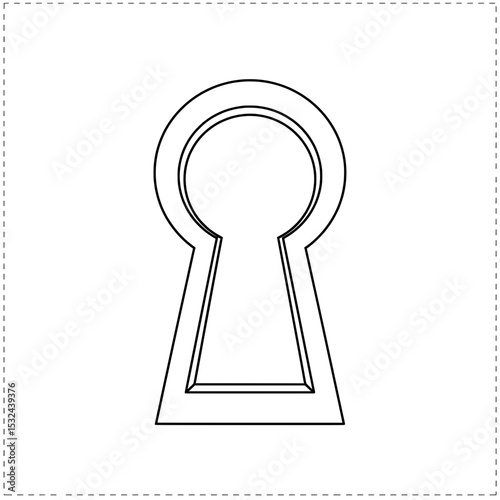 A graphic depicts the shape of a keyhole, rendered in bold black lines on a white background