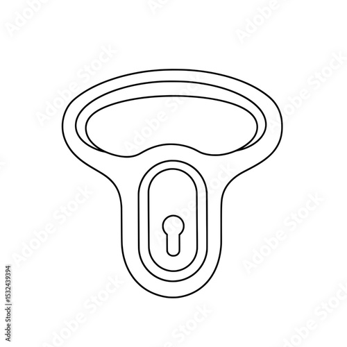 Opener outline of a bottle opener, top is rounded, the bottom has a rounded rectangle and circle