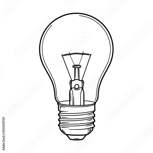 Classic Lightbulb Black outline of a lightbulb with its filament, socket, and glass