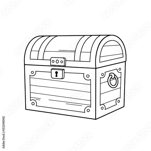 Treasure chest cartoon with lock and ring
