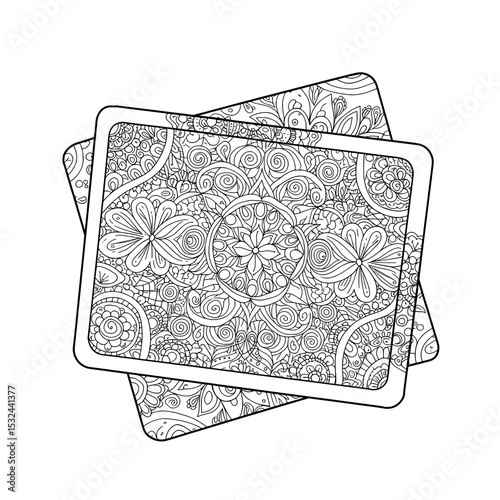 Zentangle Cards Two cards in a black and white zentangle design style with flowers and swirls