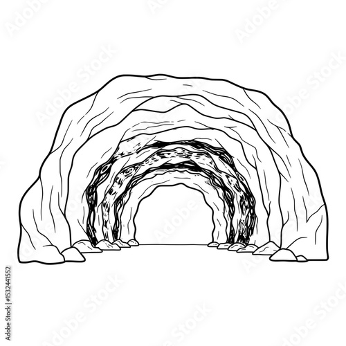 Tunnel Vision Black lines define an arching passageway, converging on a light-filled opening