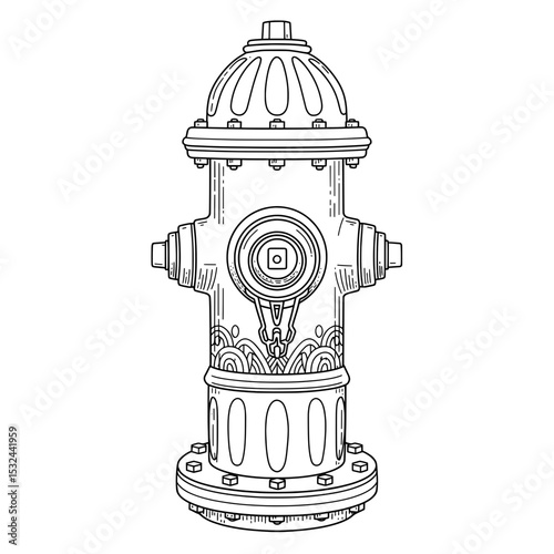 Detailed outlined hydrants are great for coloring or creating unique patterned artwork