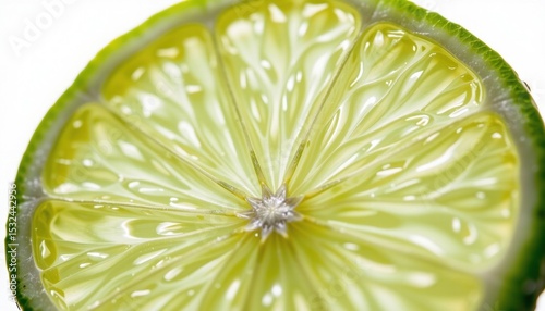 A close-up of a refreshing lime slice, showcasing its juicy texture and vibrant color.