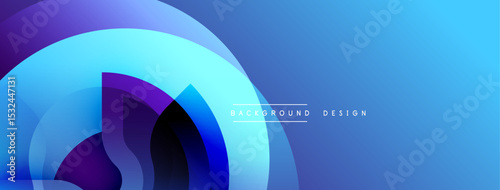 Abstract blue layers create dynamic visual effect. Gradient shades suggest depth, modern design elements present.