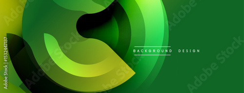 Abstract green yellow design. Overlapping curved shapes create dynamic flow, modern aesthetic. Background features gradient effect.
