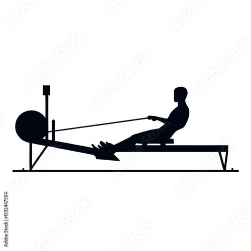 Man Using Rowing Machine Workout Fitness Exercise Illustration