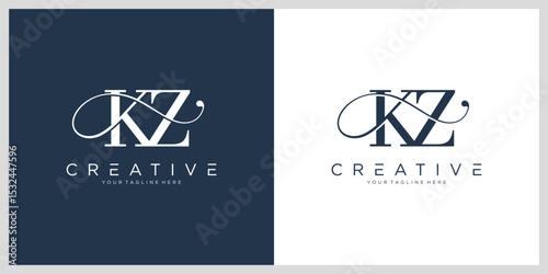 Initial KZ or ZK letter logo design vector