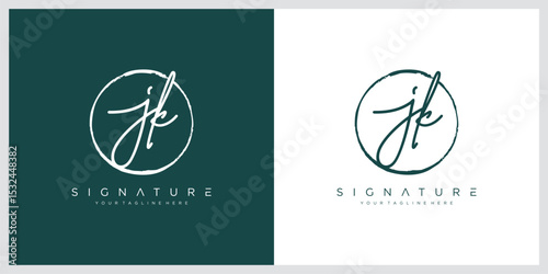 Initial letter JK handwriting logo vector
