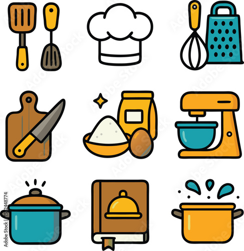 Colorful Cooking & Baking Icon Set