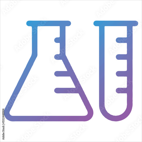 Laboratory Equipment Icon – Erlenmeyer Flask and Chemical Reaction Vector EPS 10