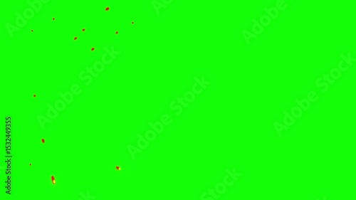 Cartoon fire , fire cartoon graphics, anime fire. Set cartoon loop animation fire or flame isolated on green background. 