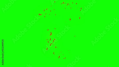 Cartoon fire , fire cartoon graphics, anime fire. Set cartoon loop animation fire or flame isolated on green background. 