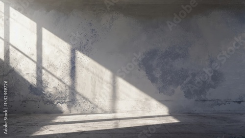 Grunge Concrete Wall Texture: Sunlight Shadows on Weathered Surface - Perfect for Industrial Design Backgrounds