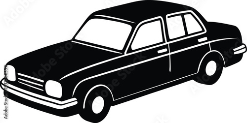 Taxi – black silhouette on white background