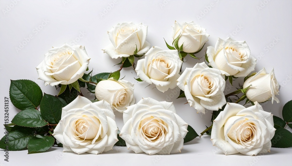 Obraz premium bouquet of white roses on white background