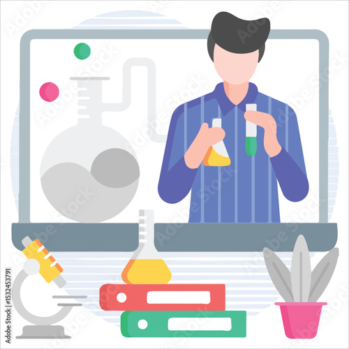 Science Teacher Icon – Chemistry Class and Lab Instruction EPS 10