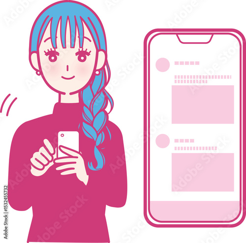 スマホでSNSを見る女性
