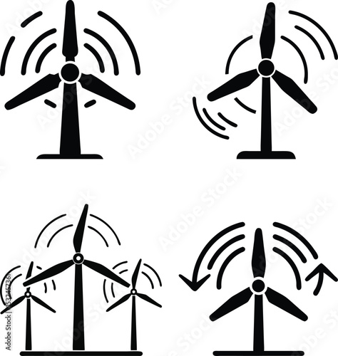 Wind turbines generating clean energy renewable power sustainable technology vector illustration symbol