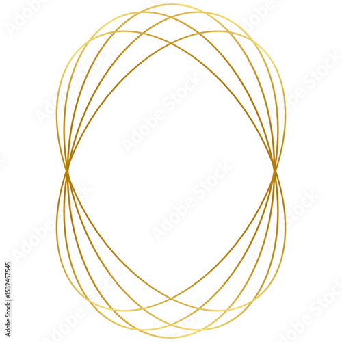 Golden Geometric Frame. Luxury Art Deco Polyhedron Border, Decorative Line Element and Abstract Polygon Shape for Wedding Invitation, Card, Poster and Elegant Design Template