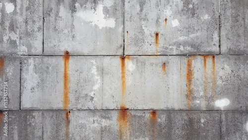 Grunge Concrete Texture: Weathered Walls with Rust Stains
