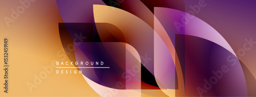 Abstract geometric shapes overlap. Warm colors dominate, creating modern background design. Gradient hues blend smoothly.