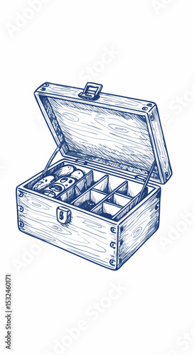 Wooden storage box with compartments for organizing items  