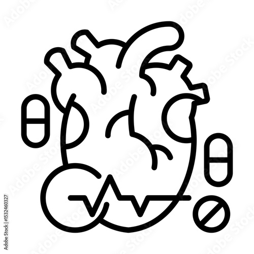 Cardial Heart and Cardiovascular Health Symbol Single icon