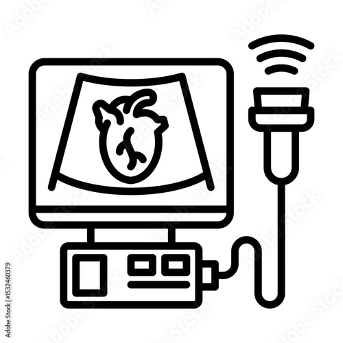 Echocardiogram Heart Ultrasound and Cardiac Imaging Single icon