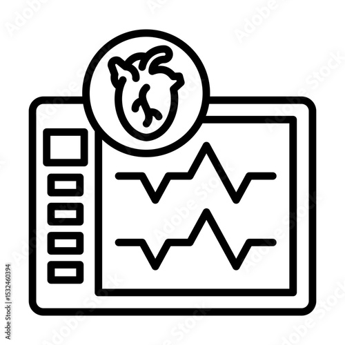 Electrocardiogram ECG Heart Monitoring and Diagnosis Single icon