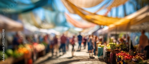 Wallpaper Mural Blurred Farmers Market Scene: Colorful Produce and People Torontodigital.ca