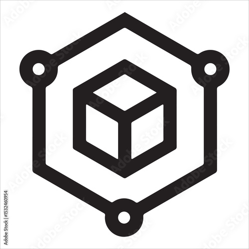 Blockchain Icon – Distributed Ledger and Digital Chain Network EPS 10