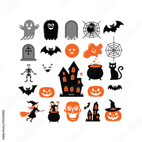Orange, Black, and Grey Halloween Motifs.
