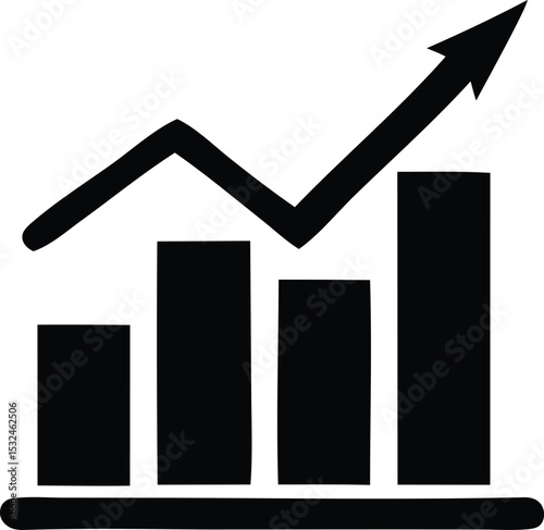 Upward trending bar graph showing positive growth and progress