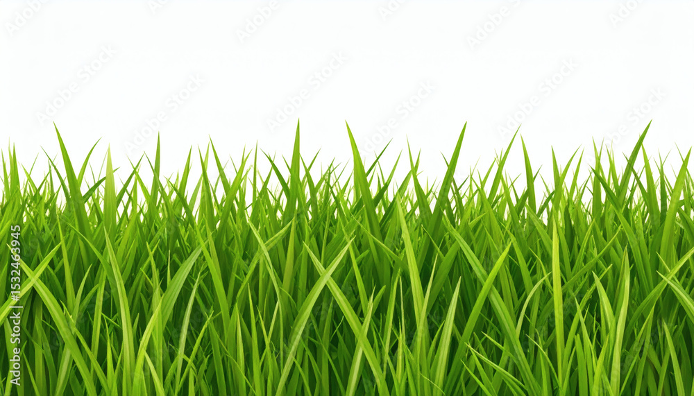 Fototapeta premium Bright Green Realistic Seamless Grass Pattern Isolated on White Background for Natural and Outdoor Design