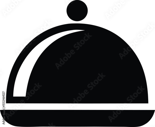 Restaurant service bell icon black and white graphic design element